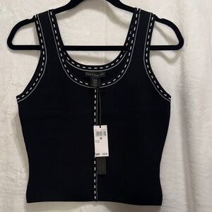 NWT House of Harlow 1960 Black Tank Top with Contrast Stitching